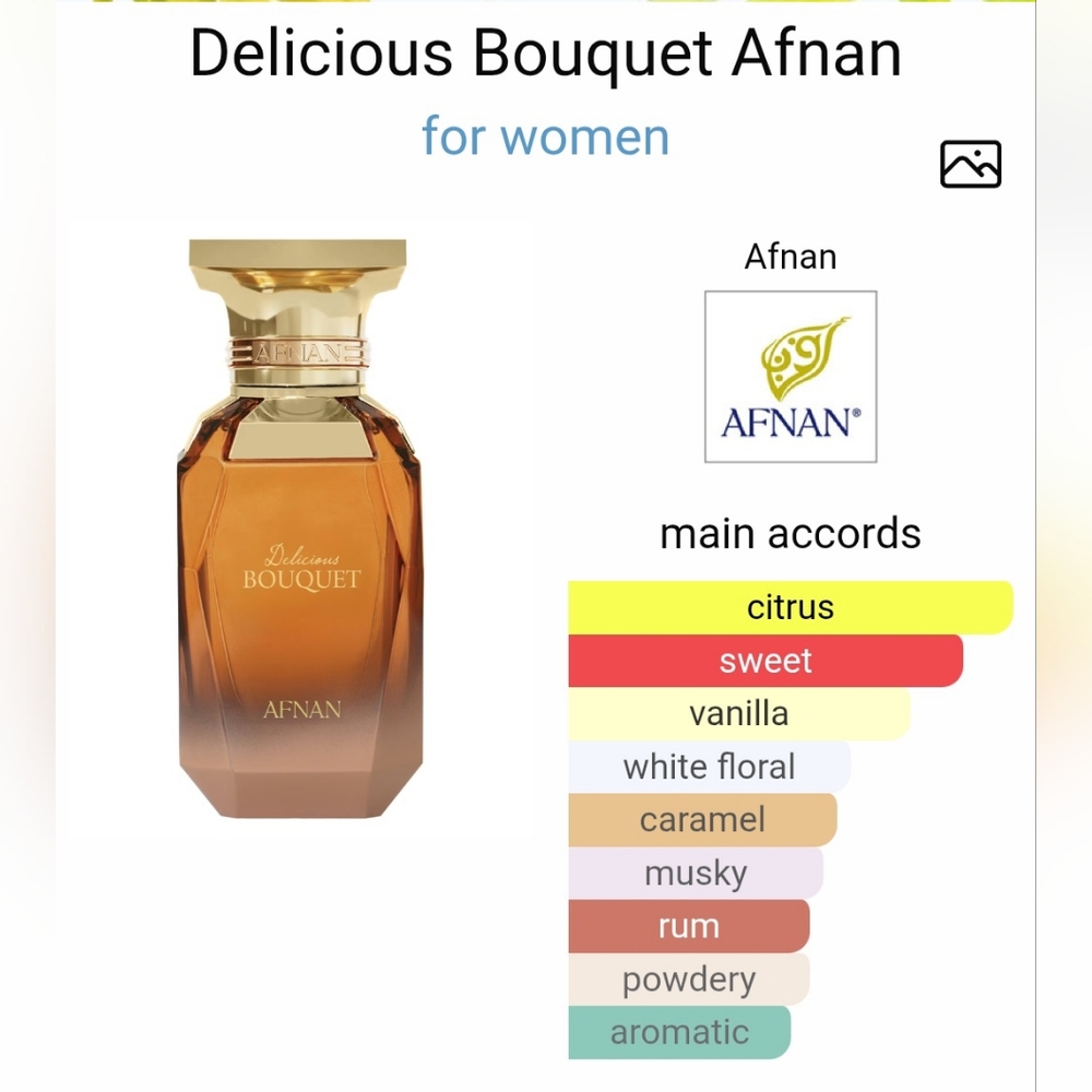 New In Box Delicious Bouquet Afnan Full Bottle 80 M L Gourmond Arabic House